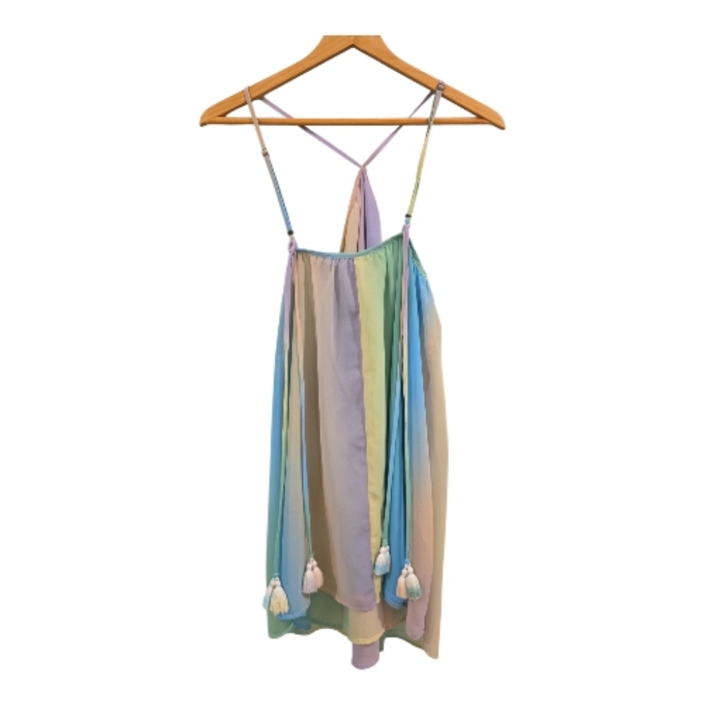 Show Me Your Mumu Pastel Rainbow Unicorn Ombre Dress Slip Summer Tassels XS - Picture 4 of 8